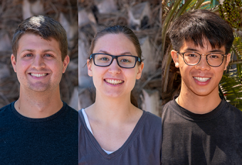 Chemical engineering PhD students (left to right) Daniel Arnold, Elaina Blair, and Titus Quah