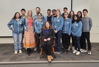 Professor Michelle O'Malley celebrates her appointment to the Cliff R. Scholle Endowed Chair with students in her research group.